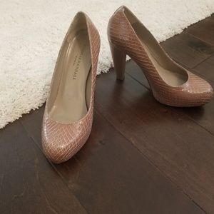 Loefller Randall reptile print block heels